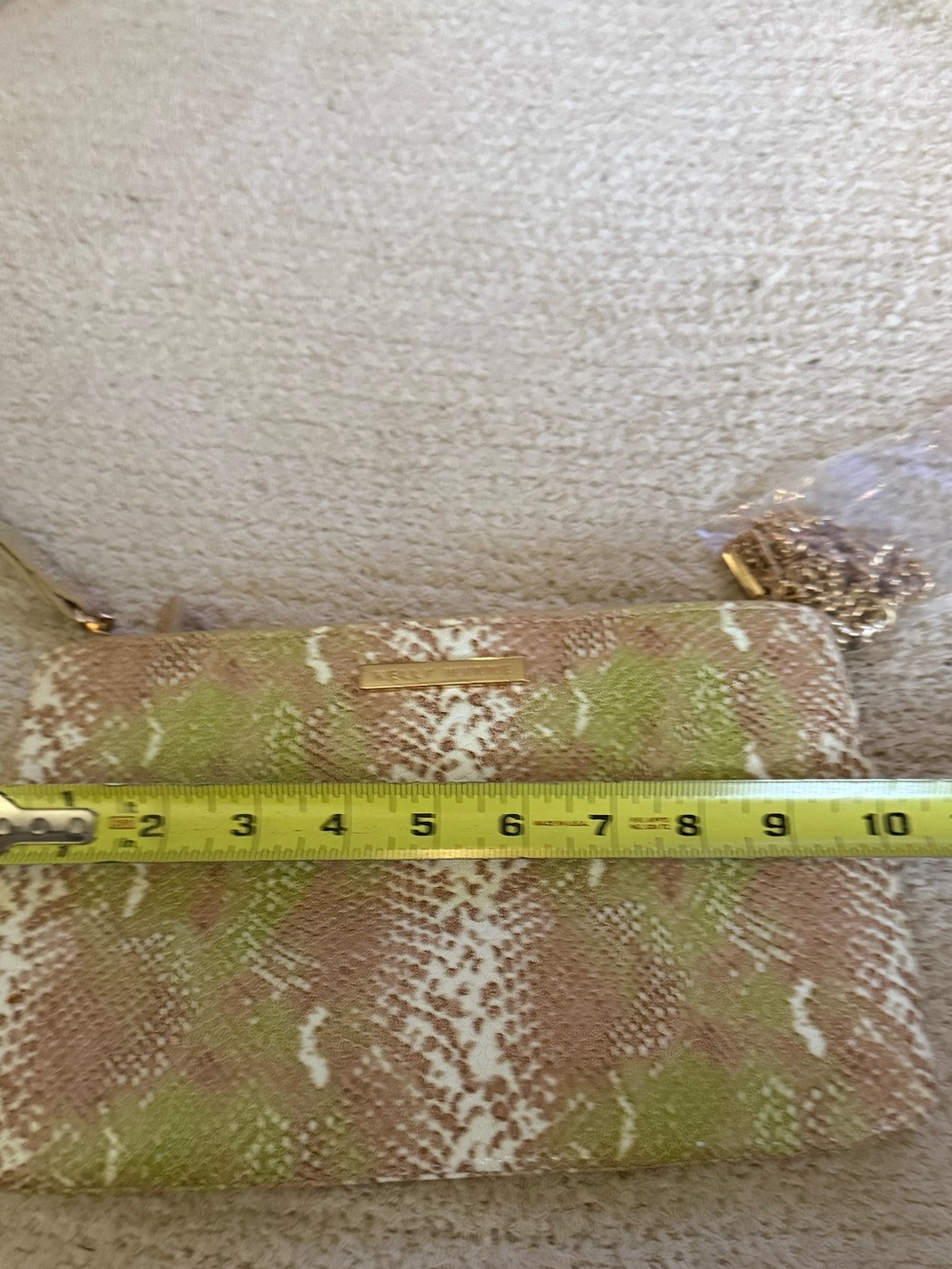 Kelly Wynne Green and Neutral Snake-Print Clutch/wristlet bag - Picture 7 of 13